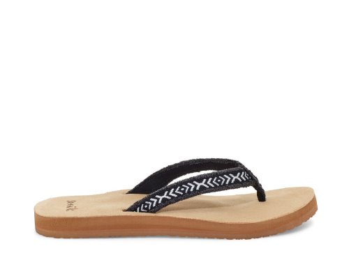 Sanuk Fraidy Tribal Hemp - Sanuk Flip Flops Womens Black / White - Philippines VSJFQI021